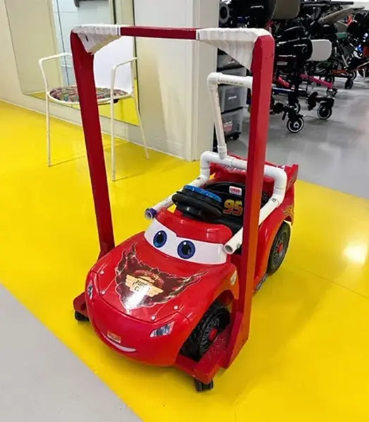 Steering device being used on a GoBabyGo car